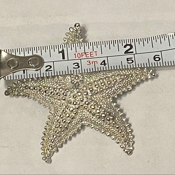 Vintage Star Fish Silver Tone Beach Brooch Pin 70’s MCM Mid Century Modern - Picture 7 of 8